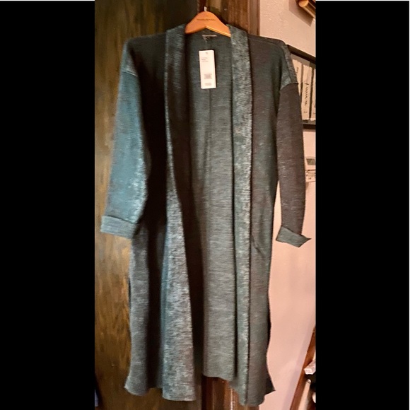 NWT Eileen Fisher Pine Oxidized Wool Jacquard Kimono Coat S/M or PM - Picture 9 of 13